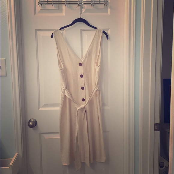 NWOT Nordstrom Linen Button-Front V-neck Dress - Picture 1 of 4